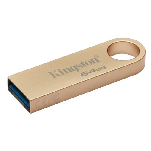 Kingston 64GB DataTraveler SE9 G3 USB 3.2 Flash Drive - Gold Metal Kingston 64GB DataTraveler SE9 G3 USB 3.2 Flash Drive - Gold Metal
